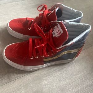 Vans Red and Blue High-Top Sneakers